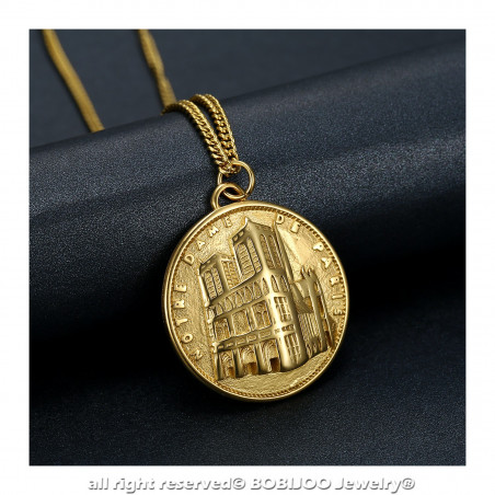 Bobijoo Jewelry Pendentif Notre Dame De Paris Acier Or