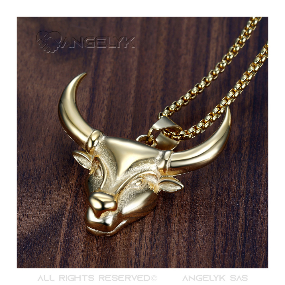 Bobijoo Jewelry Pendentif T Te De Taureau Camargue Acier Or Gardian