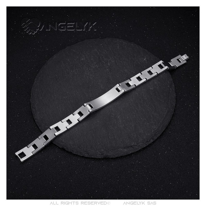 Bracelet homme réglable acier inoxydable Argent Croix Prière