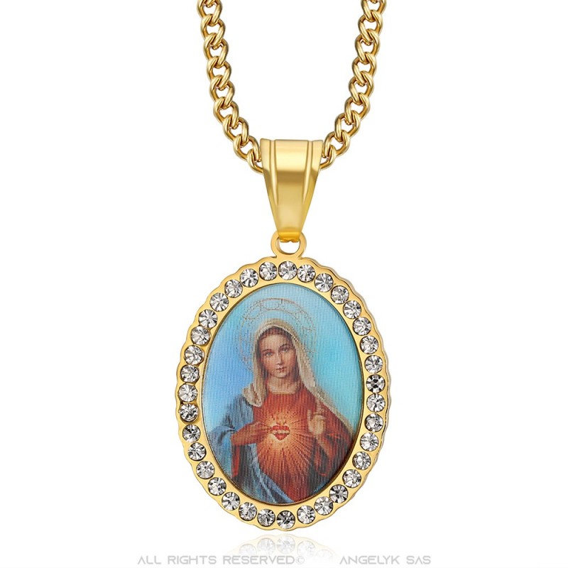 Colgante Nuestra Se Ora Del Sagrado Coraz N De Cristo Acero Dorado