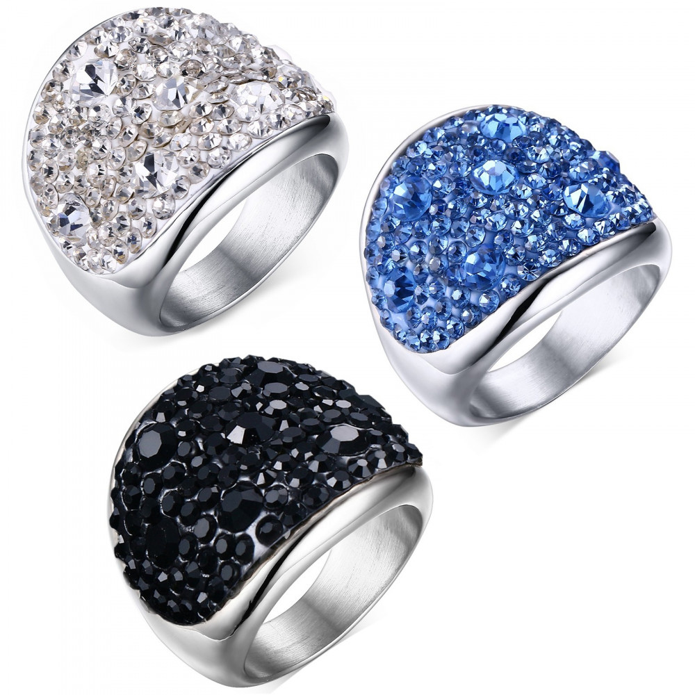 BOBIJOO Jewelry Acero Inoxidable Crystal Ring 3 Colores En La