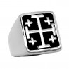 Bobijoo Steel Templar Jerusalem Cross Signet Ring