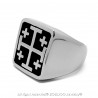 Bobijoo Steel Templar Jerusalem Cross Signet Ring