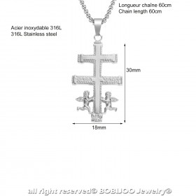 PE0156 BOBIJOO Jewelry Colgante Cruz de Caravaca, Chapado en Oro de Acero + Cadena