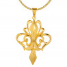 PE0161 BOBIJOO Jewelry Grande Ciondolo Collana con Fleur-de-Lis in Acciaio Placcato Oro + String