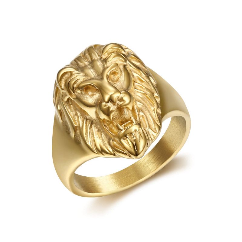 BOBIJOO Jewelry - Discrète Chevalière Bague Tête de Lion Acier Or
