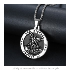 Pendentif Saint Michel Michael Protection Acier bobijoo