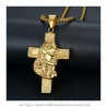 PE0232 BOBIJOO Jewelry Anhänger, Lateinisches Kreuz, Kopf Jesus Reisenden Gold Kette