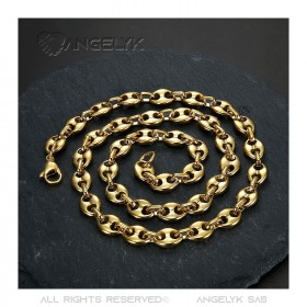 COH0021 BOBIJOO Jewelry High quality steel and gold coffee bean chain