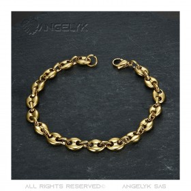 Set Catena + Bracciale Chicco di caffè Acciaio Oro bobijoo