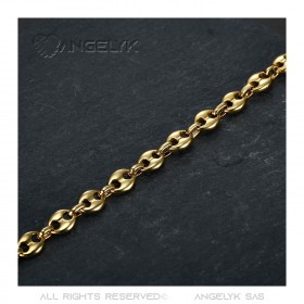 BR0277 BOBIJOO Jewelry Steel and Gold Coffee Bean Bracelet 21cm, 4 sizes to choose from