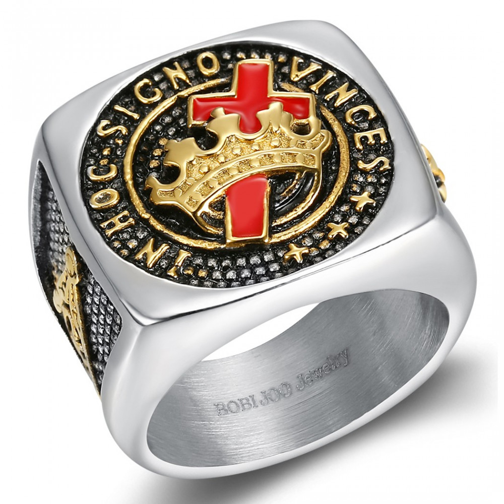 BOBIJOO Jewelry - Templar Signet Ring Freemasonry In Hoc Signo Vinces ...