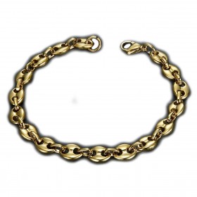 BR0267 BOBIJOO Jewelry Coffee bean bracelet Steel Gold: 4 sizes to choose from