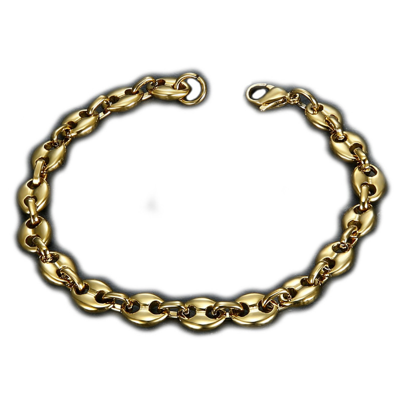 BR0267 BOBIJOO Jewelry Kaffeebohnenarmband Stahl Gold: 4 Größen zur Auswahl