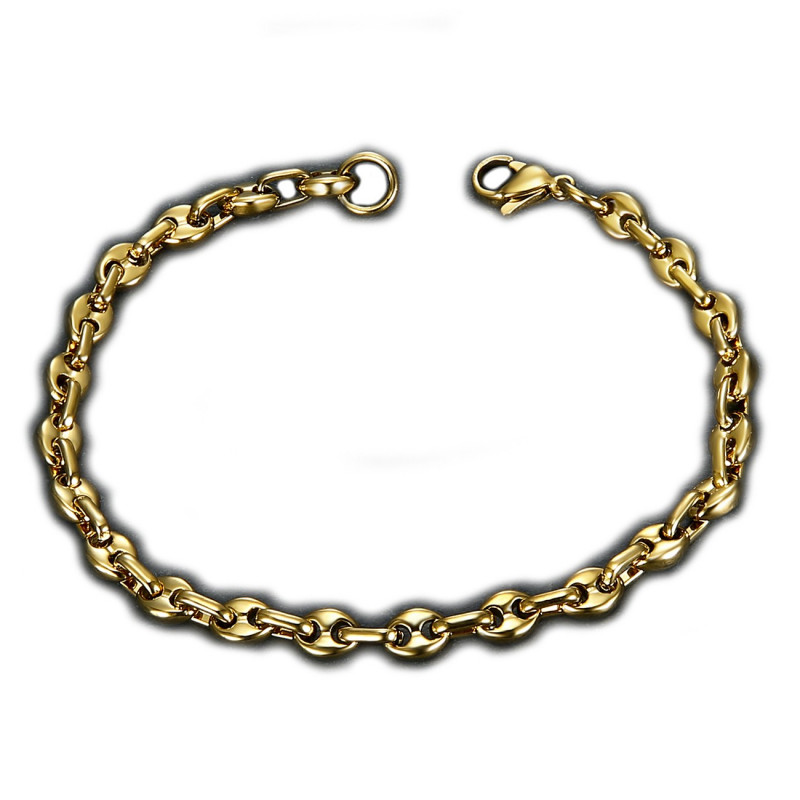 BR0267 BOBIJOO Jewelry Pulsera de granos de café Steel Gold: 4 tamaños a elegir