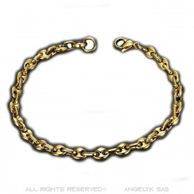 BR0267 BOBIJOO Jewelry Coffee bean bracelet Steel Gold: 4 sizes to choose from