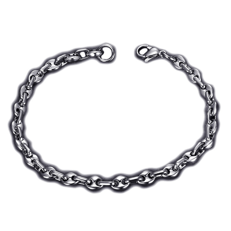 BR0268 BOBIJOO Jewelry Pulsera de granos de café Acero Plata: 4 tamaños a elegir