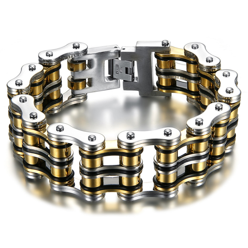 Men's 14.0mm Antique-Finish Motorcycle Chain Bracelet in Stainless Steel -  9.0