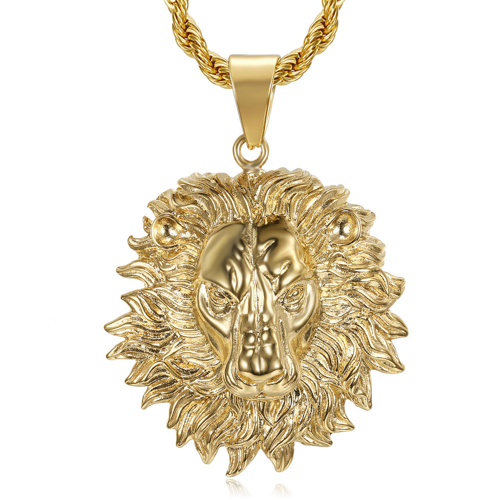 gold chain with lion pendant