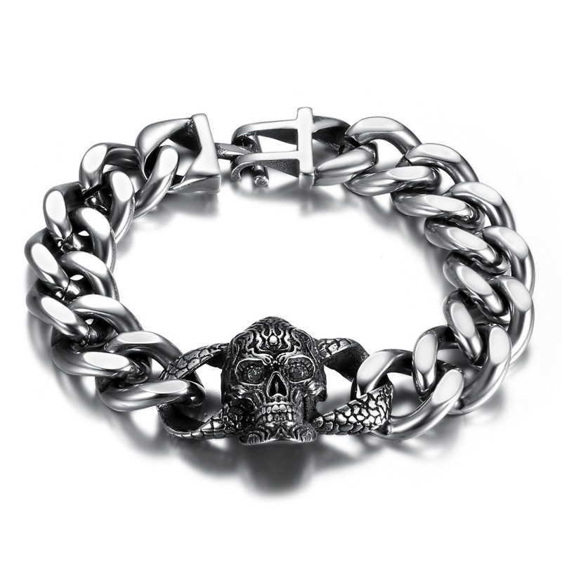 BR0292 BOBIJOO Jewelry Pulsera biker Acero inoxidable 19cm