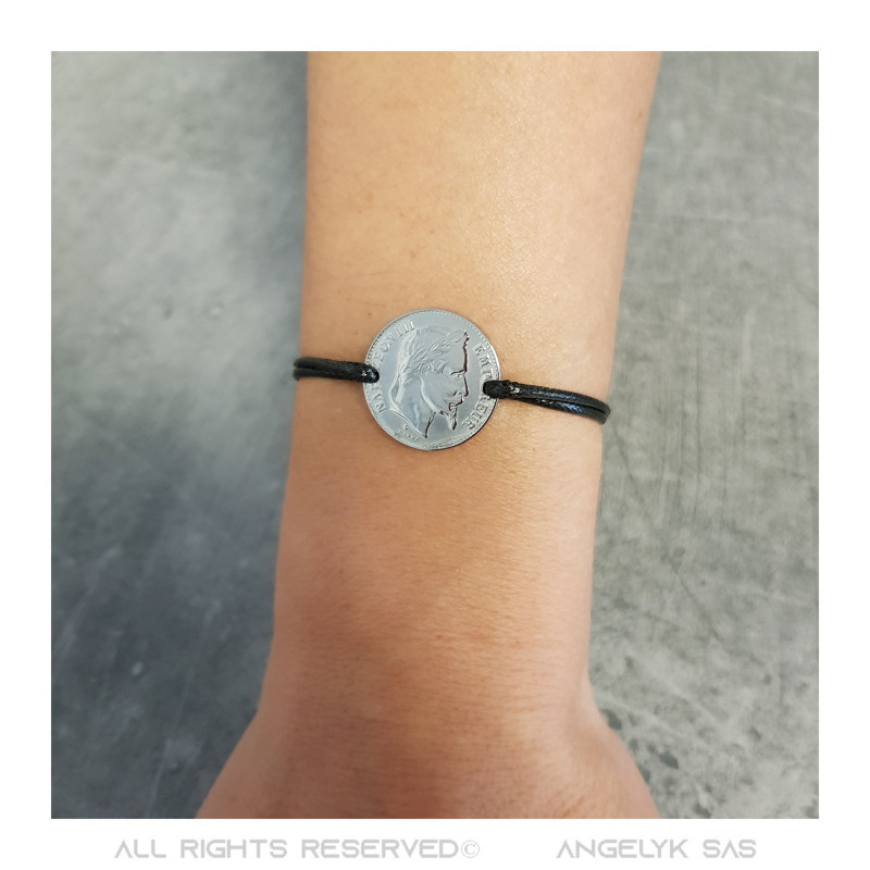 Bracelet cordon minimaliste Homme Femme Napoléon Acier et Or