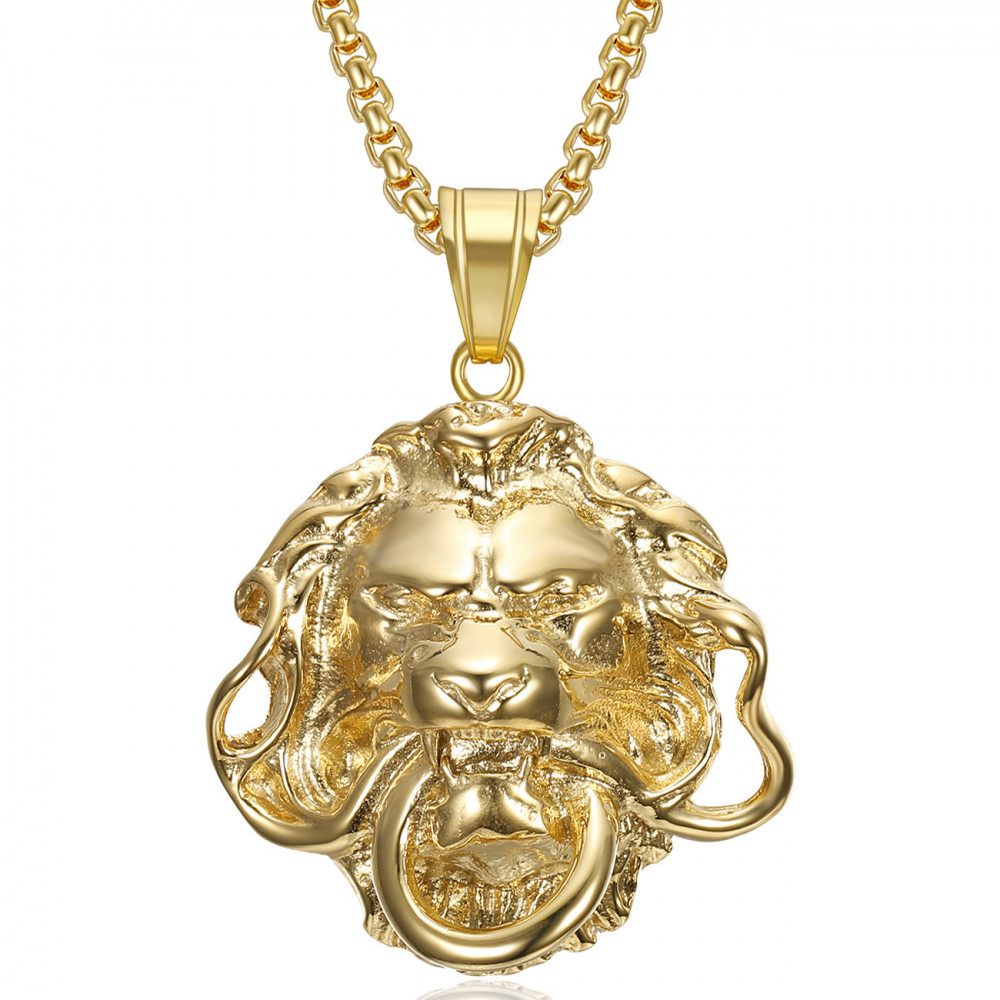 gold chain with lion pendant