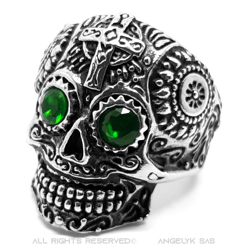 Green hot sale skull ring