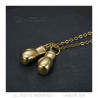 PE0347 BOBIJOO Jewelry Double boxing glove pendant Gold Stainless steel Chain 60cm