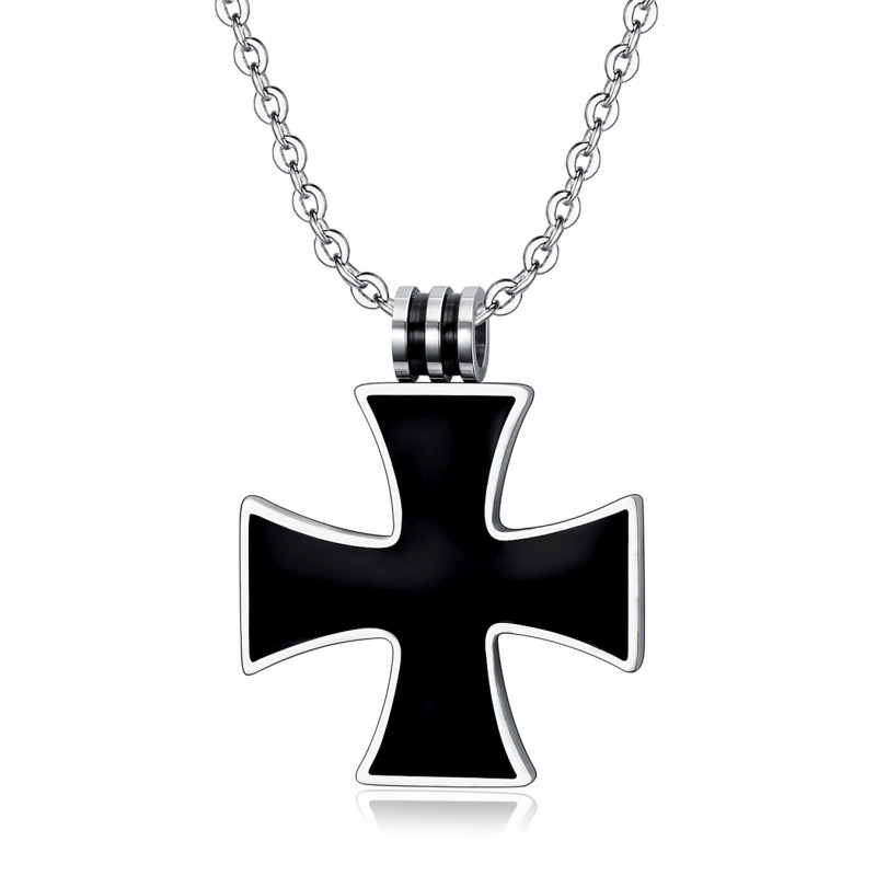 Klassische Halskette Mit Schwarzem Kreuz, Auf Lager!