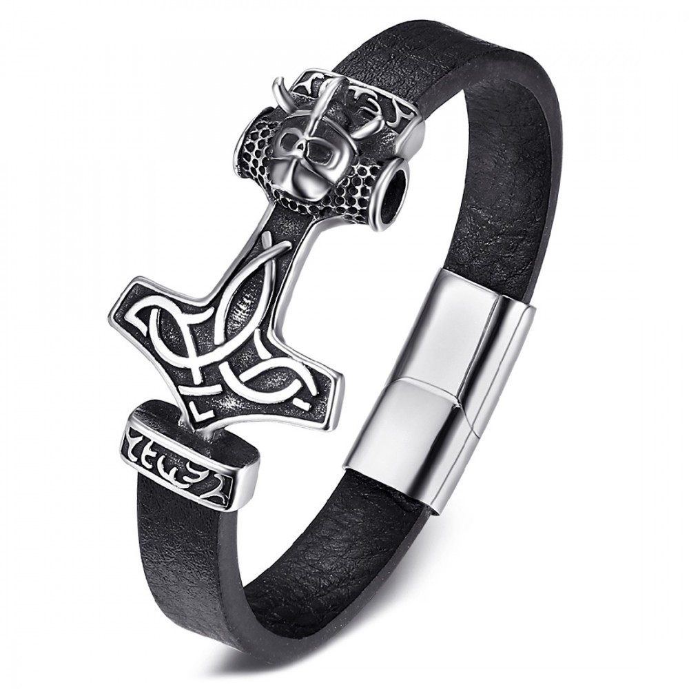 thor hammer leather bracelet