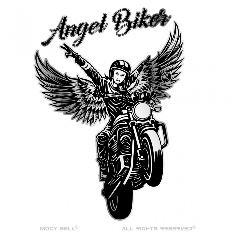 Campanello Moto Mocy Bell Angel Biker Acciaio Inossidabile Nero