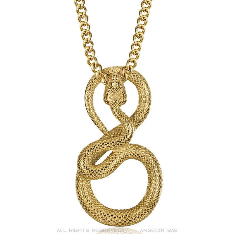 Collana serpente d'oro Kundalini, ciondolo serpente d'oro giallo, collana  animale, energia Kundalini, serpente di diamante, tradizione yogica  intagliata a mano -  Italia
