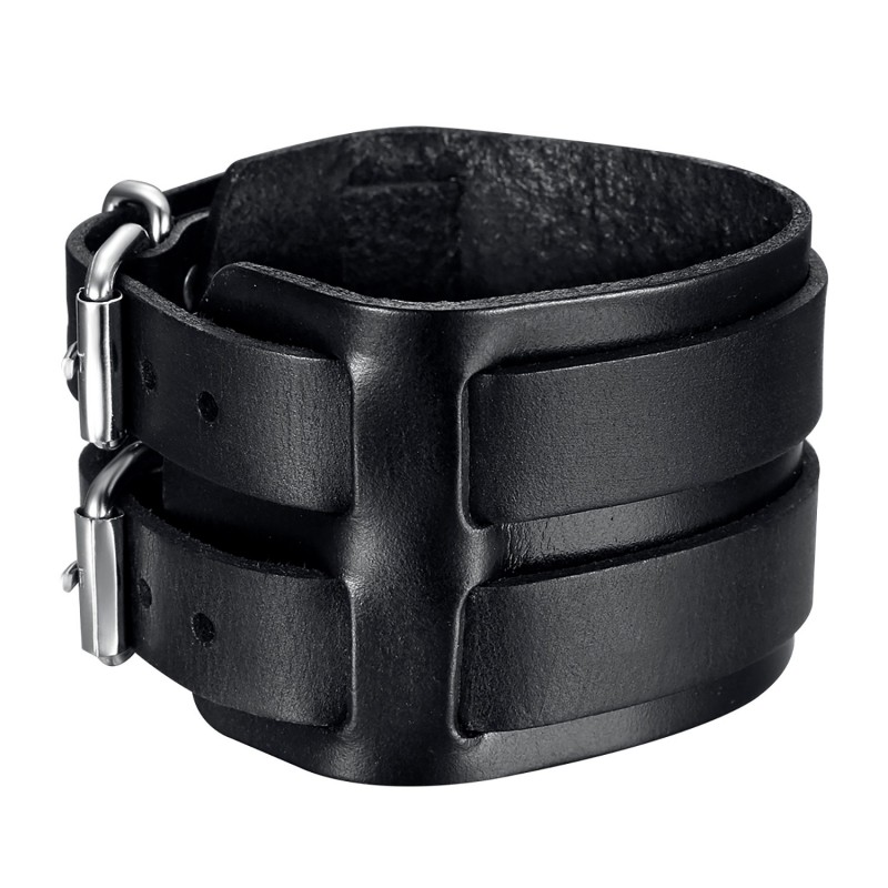 BOBIJOO Jewelry - Kraft-armband Leder Schwarz Doppelt - 16,90 €