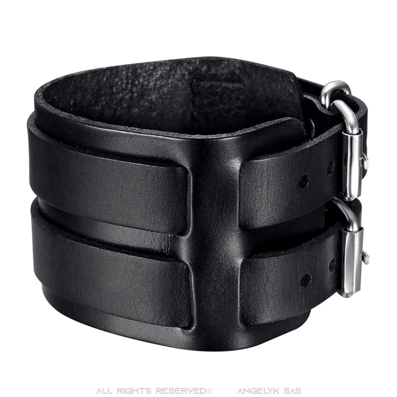 Kraft-armband € Leder 16,90 Doppelt BOBIJOO Schwarz - - Jewelry