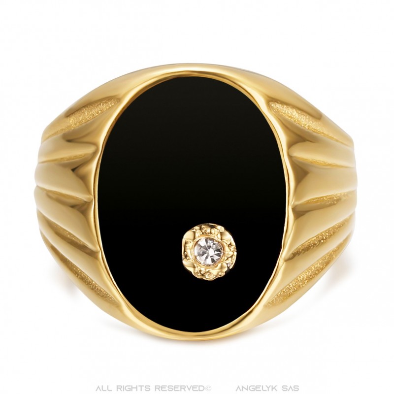 Bague or 2025 onyx homme