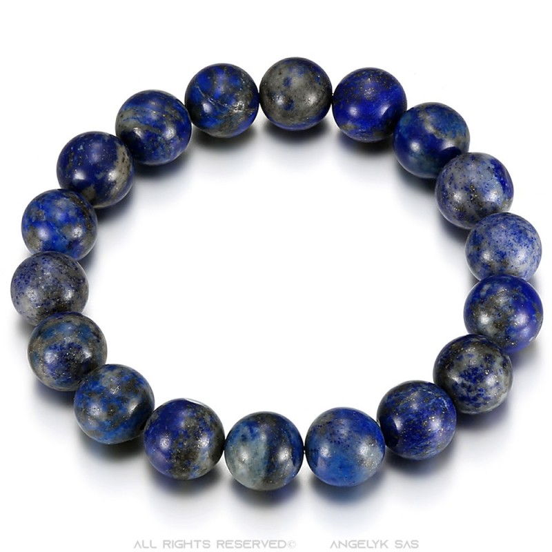 Bracelet Lapis-Lazuli 8mm fil coton & soie tressé