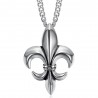 Fleur de Lys Anhänger Halskette Kette Zirkonia Edelstahl Silber IM#25248