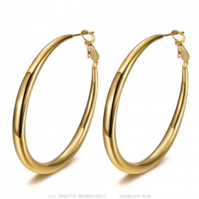 Pendientes de aro ancho Acero inoxidable Oro 50mm IM#25666