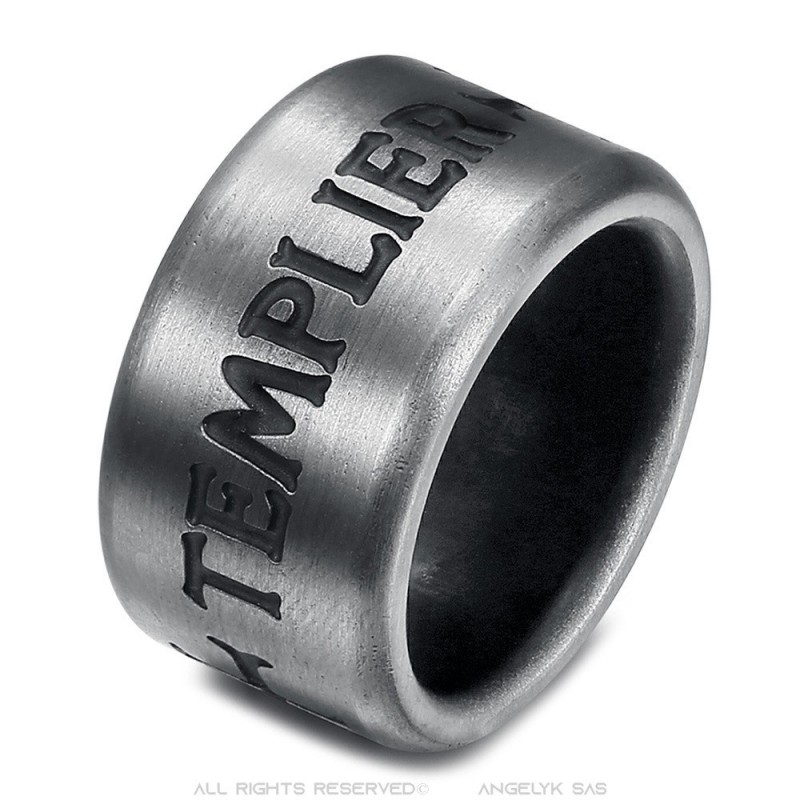 Bague templier chevalier croix Anneau 14mm Acier inoxydable