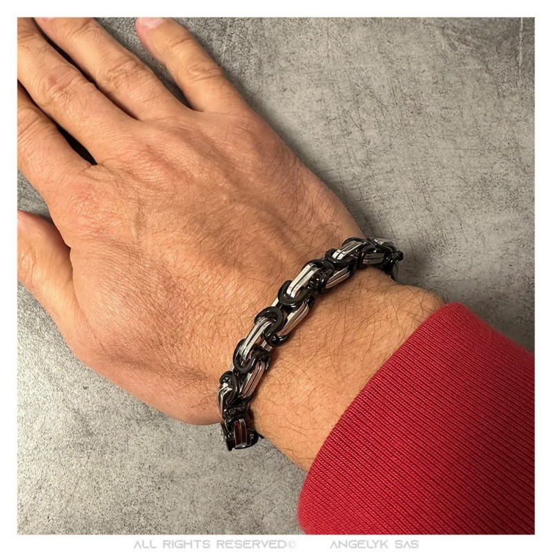 Conjunto de cadena y pulsera de acero inoxidable para hombre con joyas de  malla bizantina de 8 mm