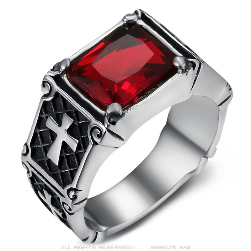 Bague pierre rouge discount femme