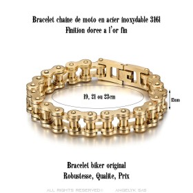 Armband Motorradkette Edelstahl Gold IM#26276