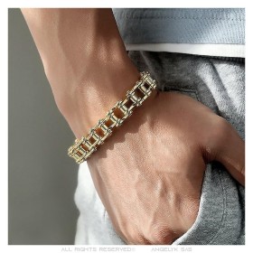 Motorbike chain bracelet Stainless steel Gold IM#26277