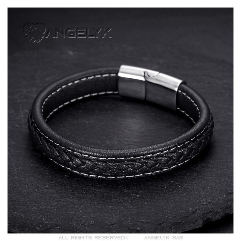 Bracelet cuir femme noir - RITES BIJOUX