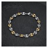 Two-tone coffee bean bracelet Stainless steel Silver Gold 7mm IM#27069