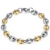 Bracciale bicolore con chicchi di caffè Acciaio inossidabile Argento Oro 9 mm IM#27073