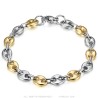 Bracciale bicolore con chicchi di caffè Acciaio inossidabile Argento Oro 9 mm IM#27074