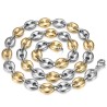 Two-tone coffee bean chain Stainless steel Silver Gold 11mm IM#27095