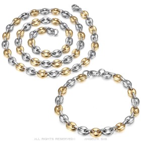 Two-tone coffee bean set Chain Bracelet 7, 9, 11mm IM#27101