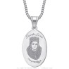 Pendant medal Saint Sara protects me Stainless steel Silver IM#27150